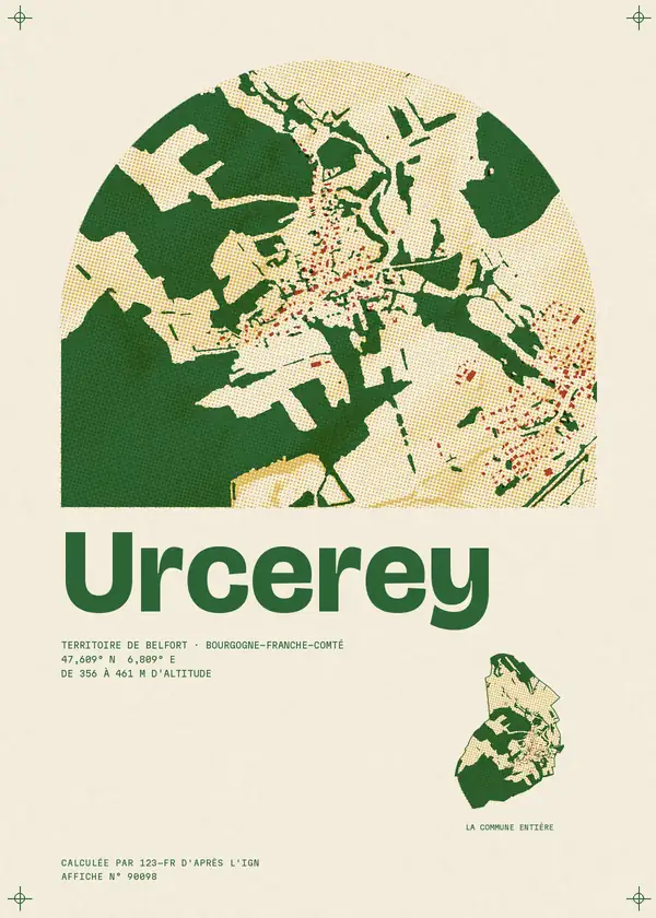 Affiche de Urcerey, calculée par 123-fr d'après l'IGN