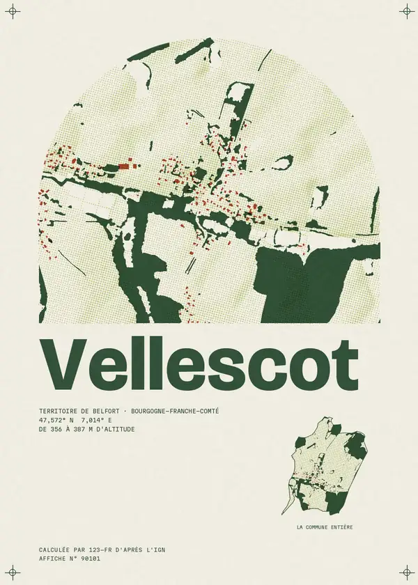 Affiche de Vellescot, calculée par 123-fr d'après l'IGN