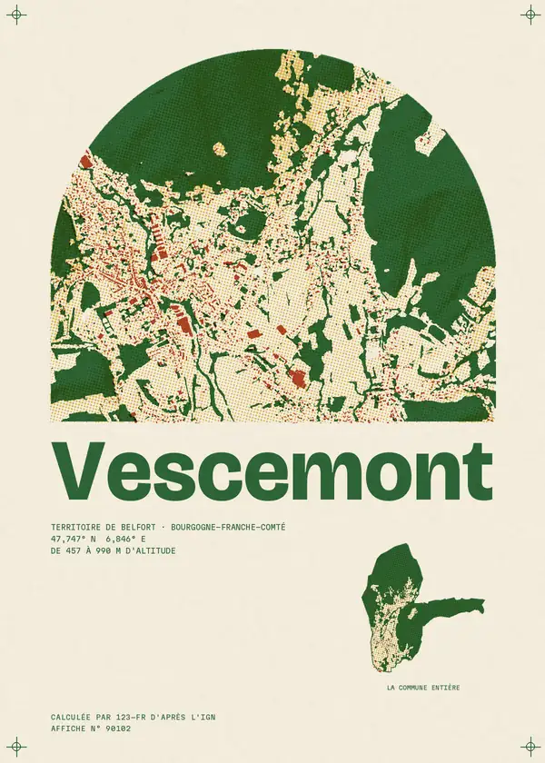 Affiche de Vescemont, calculée par 123-fr d'après l'IGN