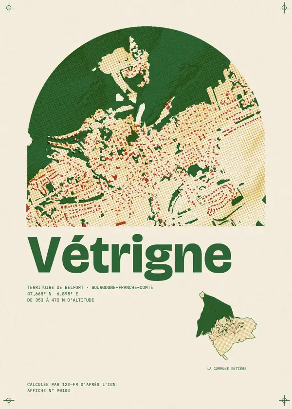 Affiche de Vétrigne, calculée par 123-fr d'après l'IGN