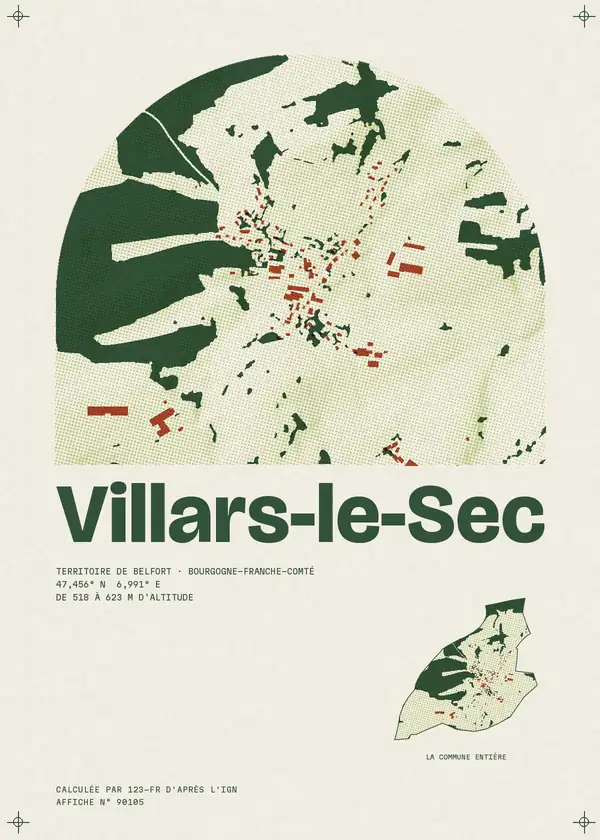 Affiche de Villars-le-Sec, calculée par 123-fr d'après l'IGN