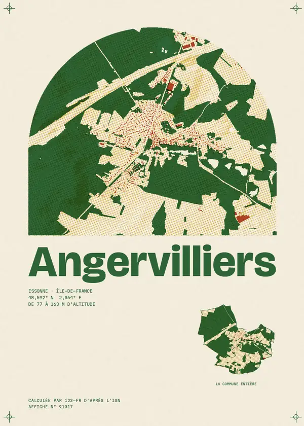 Affiche de Angervilliers, calculée par 123-fr d'après l'IGN