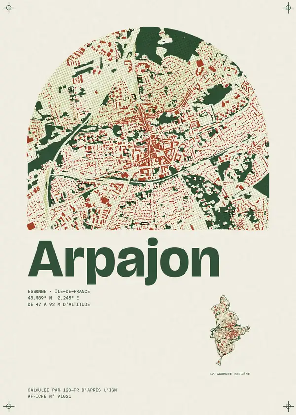 Affiche de Arpajon, calculée par 123-fr d'après l'IGN