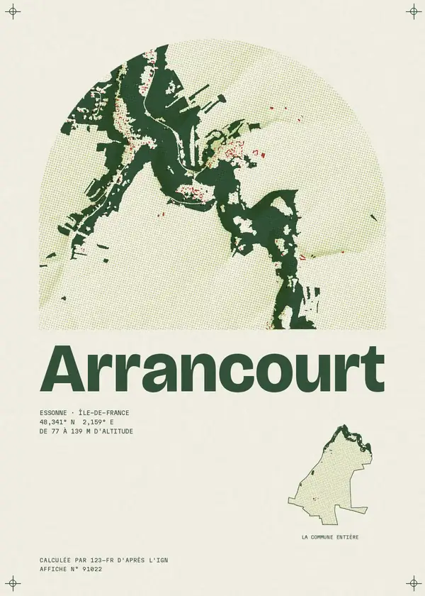 Affiche de Arrancourt, calculée par 123-fr d'après l'IGN