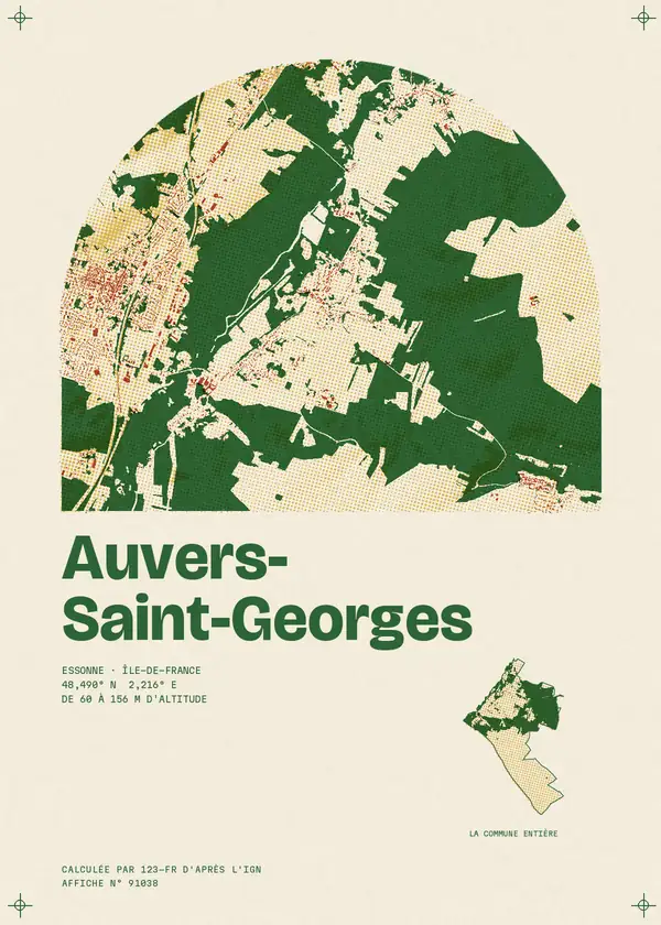 Affiche de Auvers-Saint-Georges, calculée par 123-fr d'après l'IGN