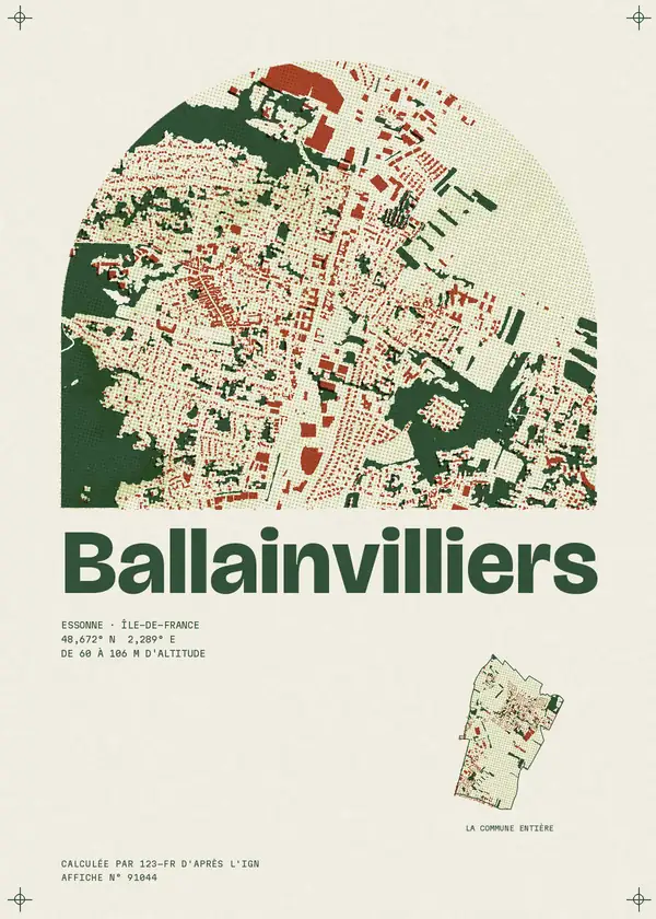 Affiche de Ballainvilliers, calculée par 123-fr d'après l'IGN