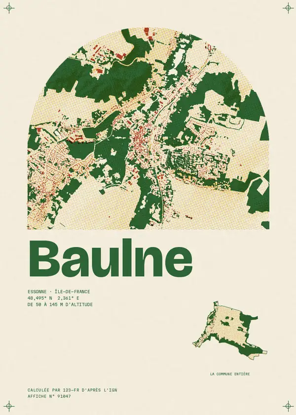 Affiche de Baulne, calculée par 123-fr d'après l'IGN
