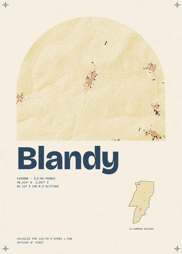 Affiche de Blandy, calculée par 123-fr d'après l'IGN