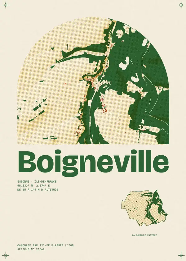 Affiche de Boigneville, calculée par 123-fr d'après l'IGN
