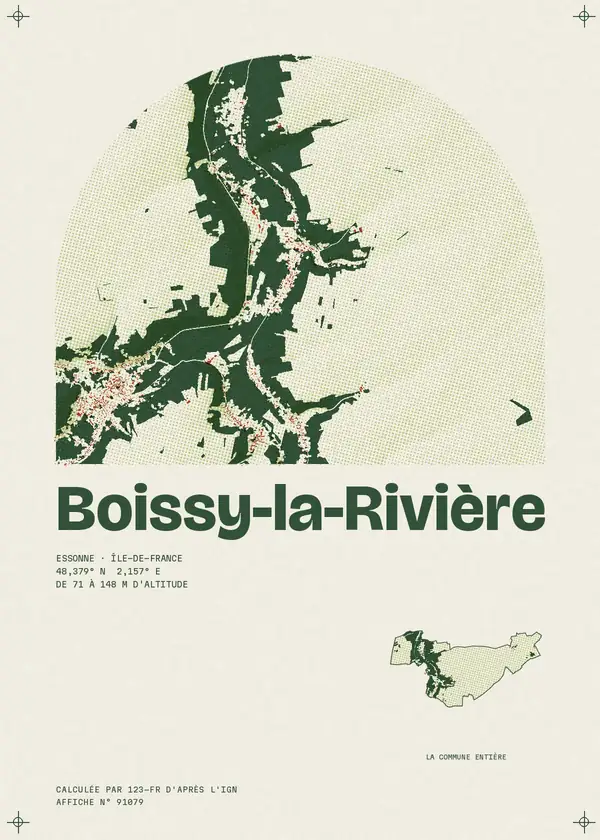 Affiche de Boissy-la-Rivière, calculée par 123-fr d'après l'IGN