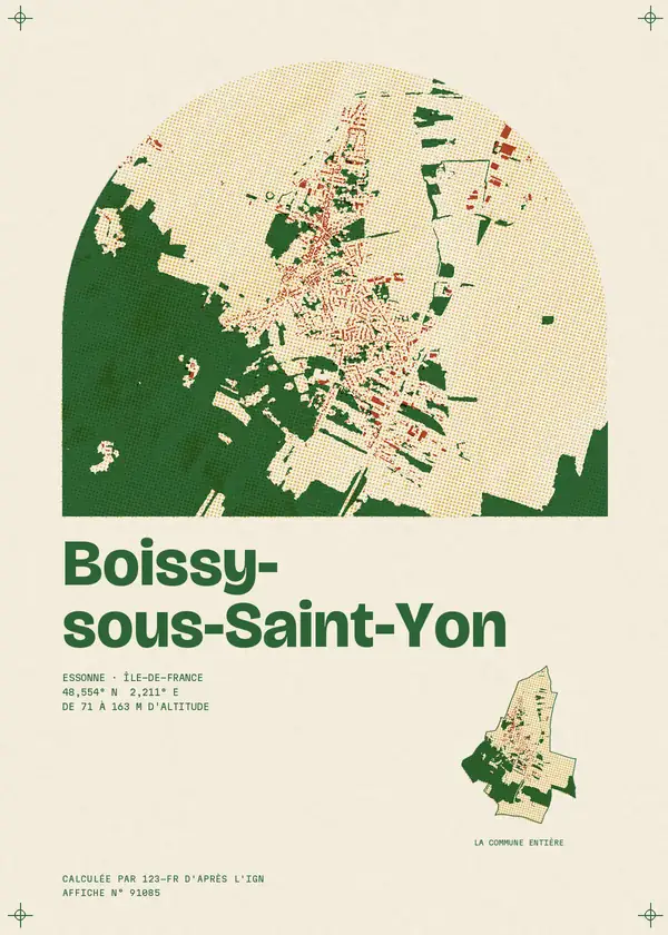 Affiche de Boissy-sous-Saint-Yon, calculée par 123-fr d'après l'IGN