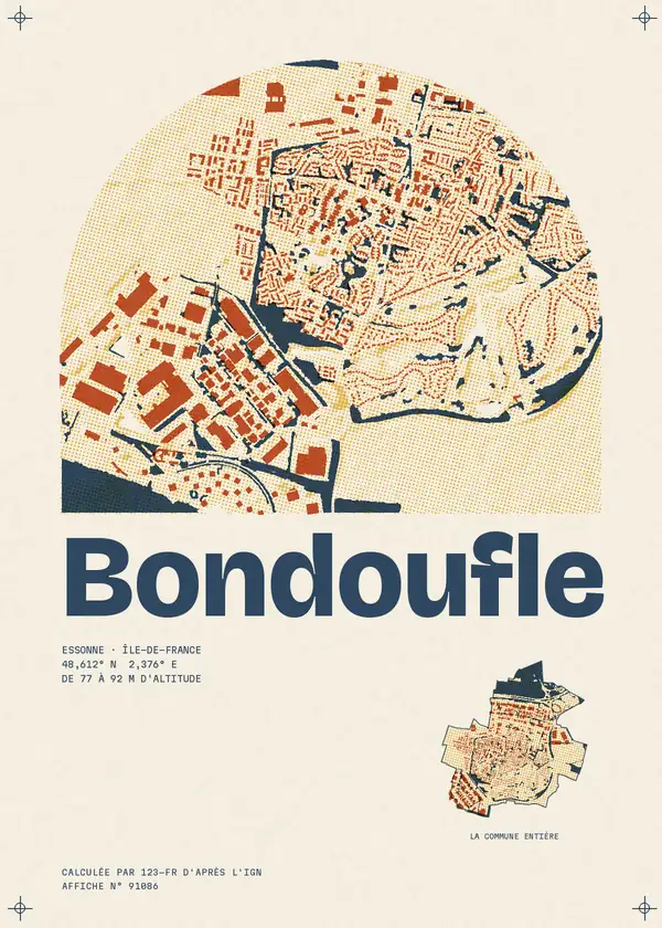 Affiche de Bondoufle, calculée par 123-fr d'après l'IGN