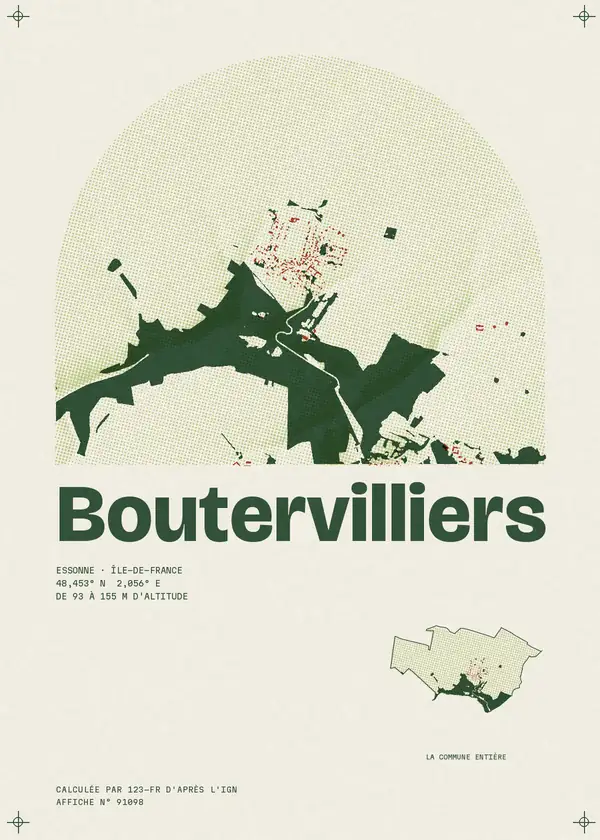 Affiche de Boutervilliers, calculée par 123-fr d'après l'IGN