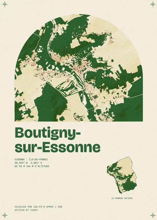 Affiche de Boutigny-sur-Essonne, calculée par 123-fr d'après l'IGN
