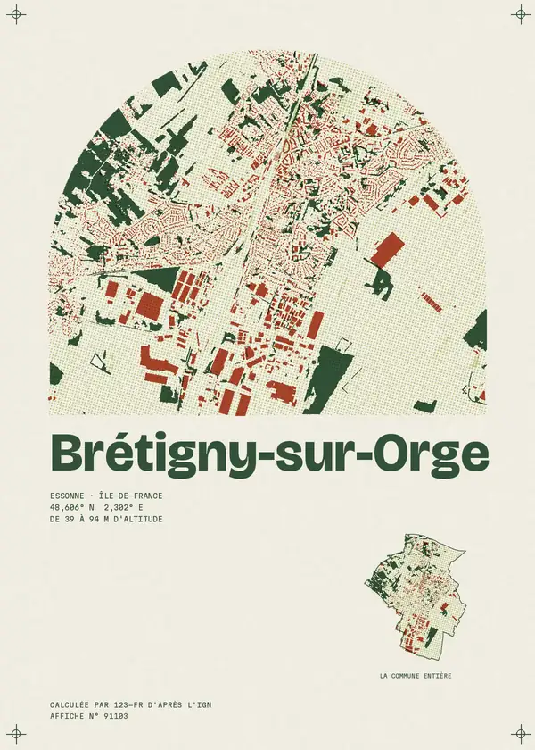 Affiche de Brétigny-sur-Orge, calculée par 123-fr d'après l'IGN