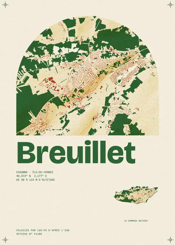 Affiche de Breuillet, calculée par 123-fr d'après l'IGN