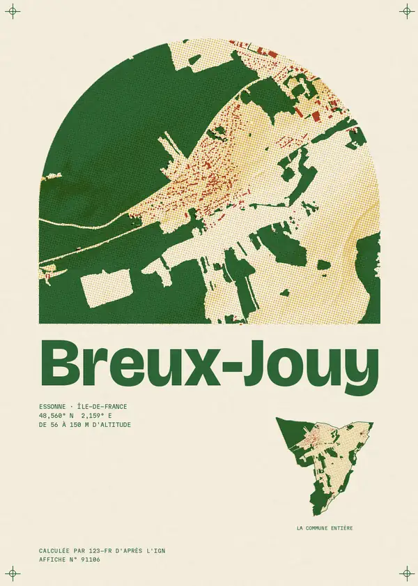 Affiche de Breux-Jouy, calculée par 123-fr d'après l'IGN
