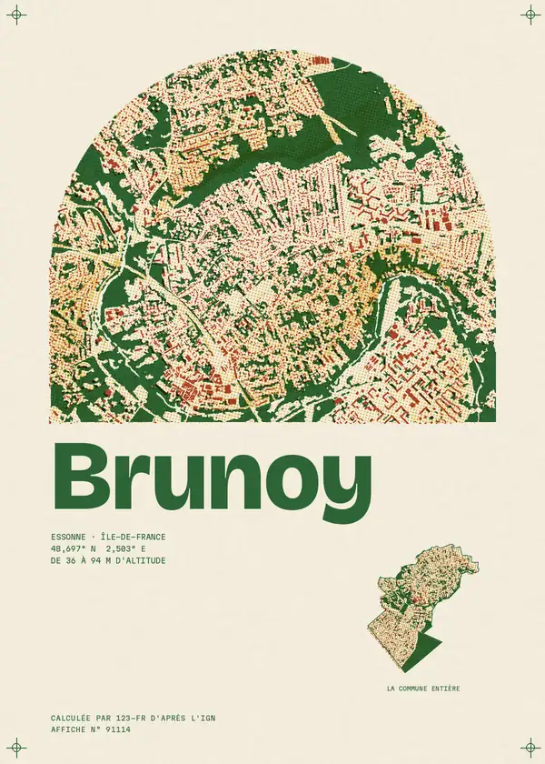Affiche de Brunoy, calculée par 123-fr d'après l'IGN