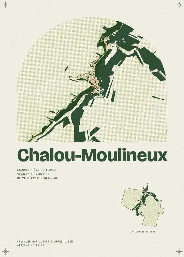 Affiche de Chalou-Moulineux, calculée par 123-fr d'après l'IGN