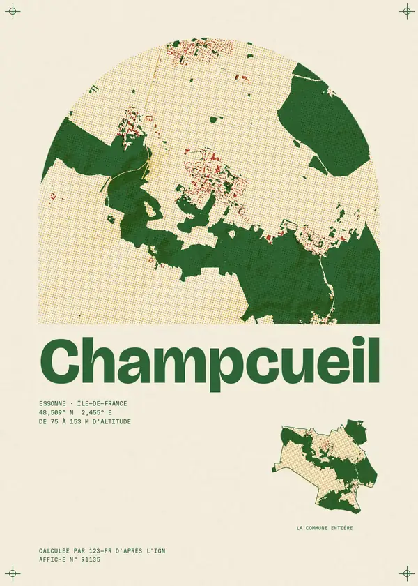 Affiche de Champcueil, calculée par 123-fr d'après l'IGN