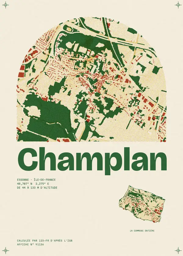 Affiche de Champlan, calculée par 123-fr d'après l'IGN