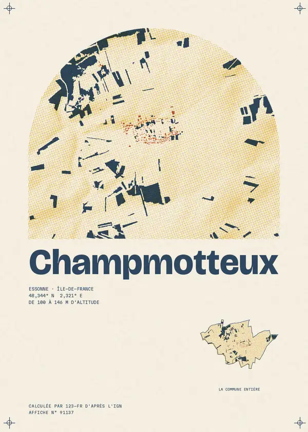 Affiche de Champmotteux, calculée par 123-fr d'après l'IGN