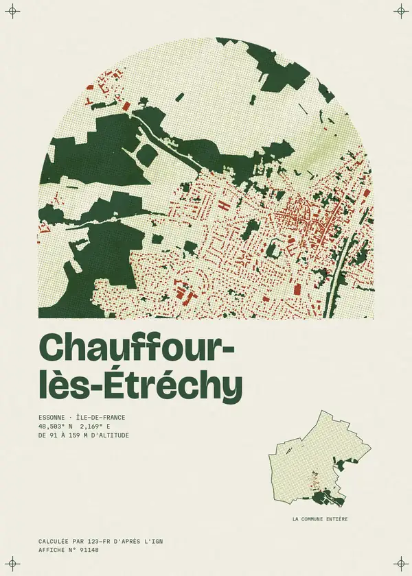 Affiche de Chauffour-lès-Étréchy, calculée par 123-fr d'après l'IGN
