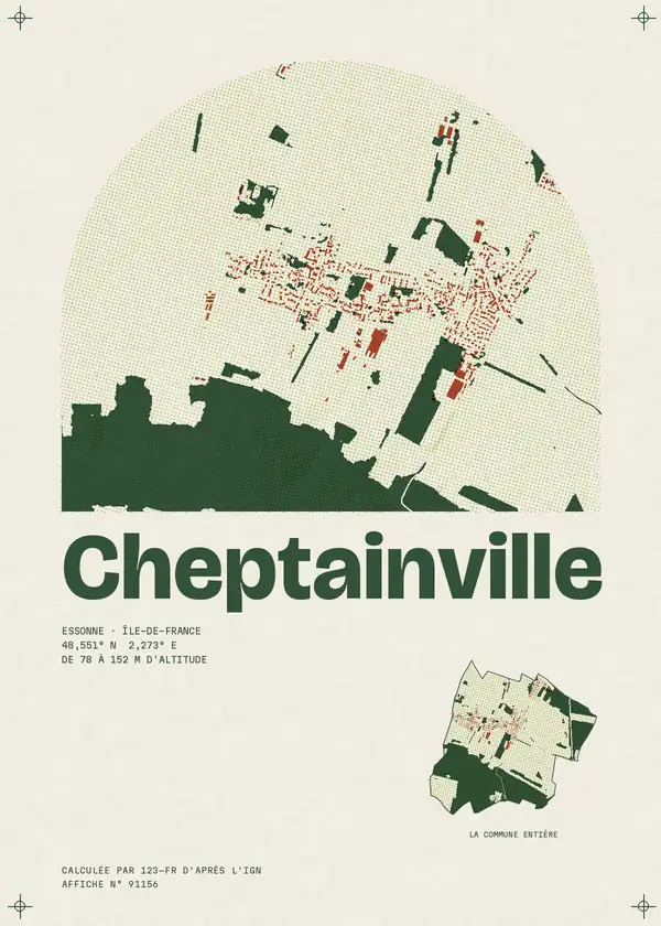Affiche de Cheptainville, calculée par 123-fr d'après l'IGN