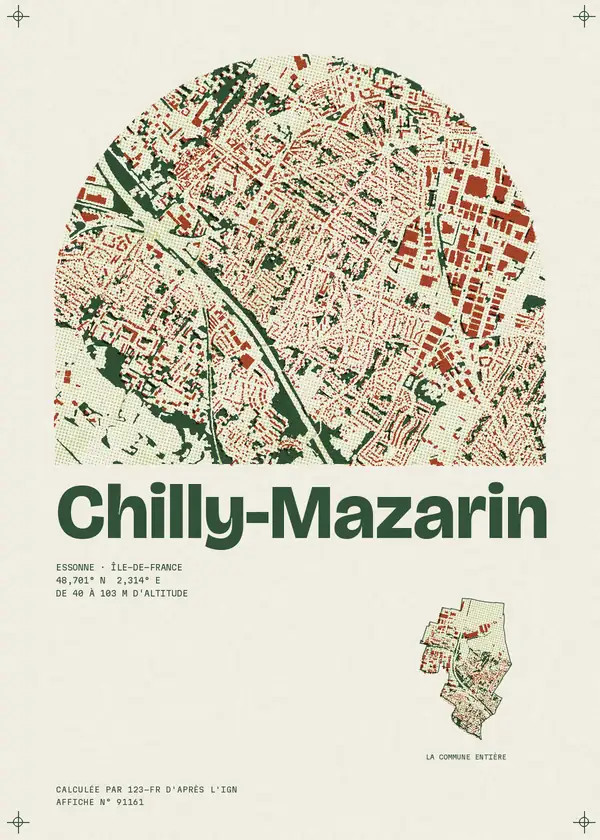 Affiche de Chilly-Mazarin, calculée par 123-fr d'après l'IGN