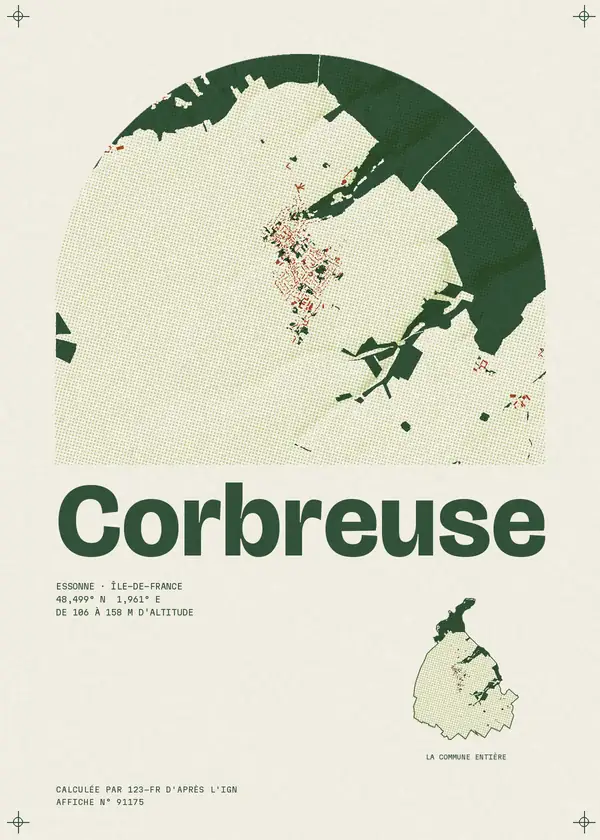 Affiche de Corbreuse, calculée par 123-fr d'après l'IGN