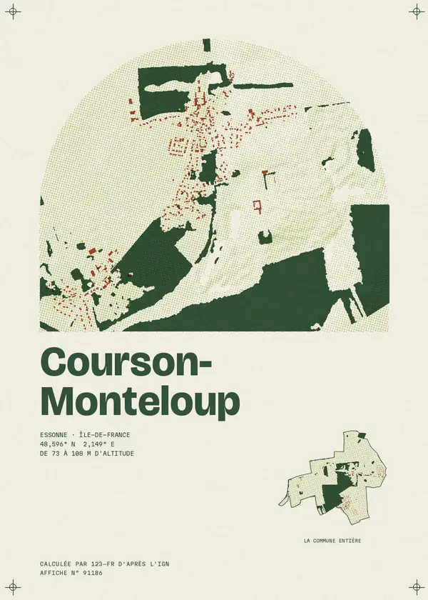 Affiche de Courson-Monteloup, calculée par 123-fr d'après l'IGN