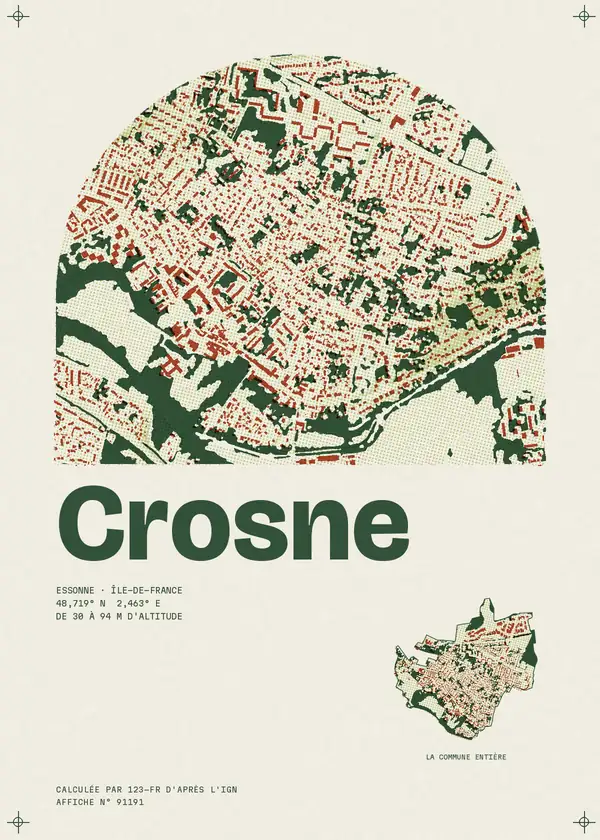 Affiche de Crosne, calculée par 123-fr d'après l'IGN