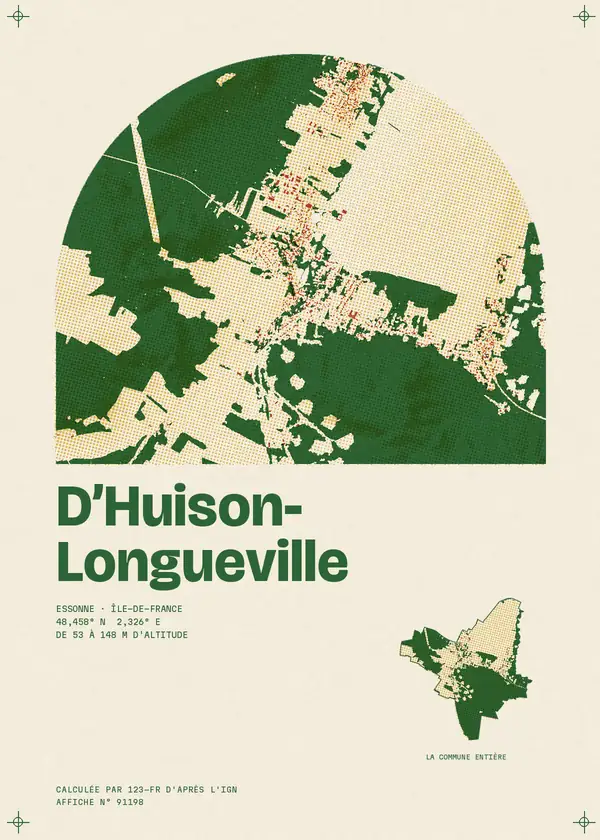 Affiche de D'Huison-Longueville, calculée par 123-fr d'après l'IGN