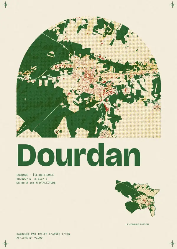Affiche de Dourdan, calculée par 123-fr d'après l'IGN