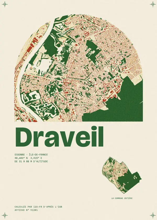 Affiche de Draveil, calculée par 123-fr d'après l'IGN