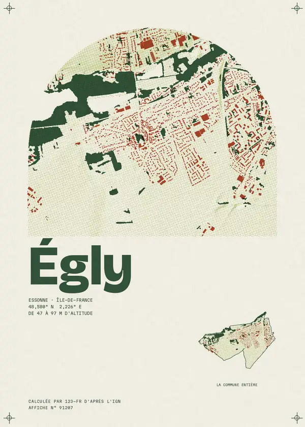 Affiche de Égly, calculée par 123-fr d'après l'IGN