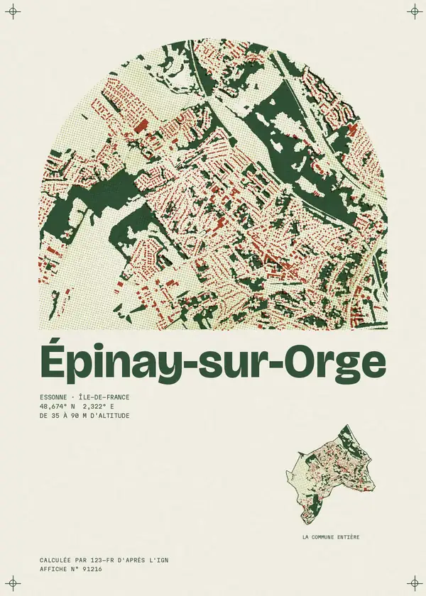 Affiche de Épinay-sur-Orge, calculée par 123-fr d'après l'IGN