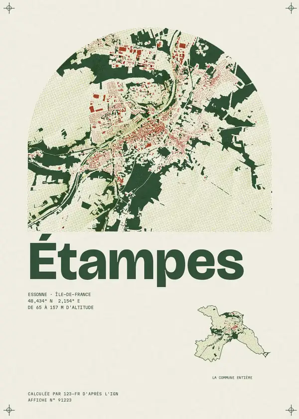 Affiche de Étampes, calculée par 123-fr d'après l'IGN