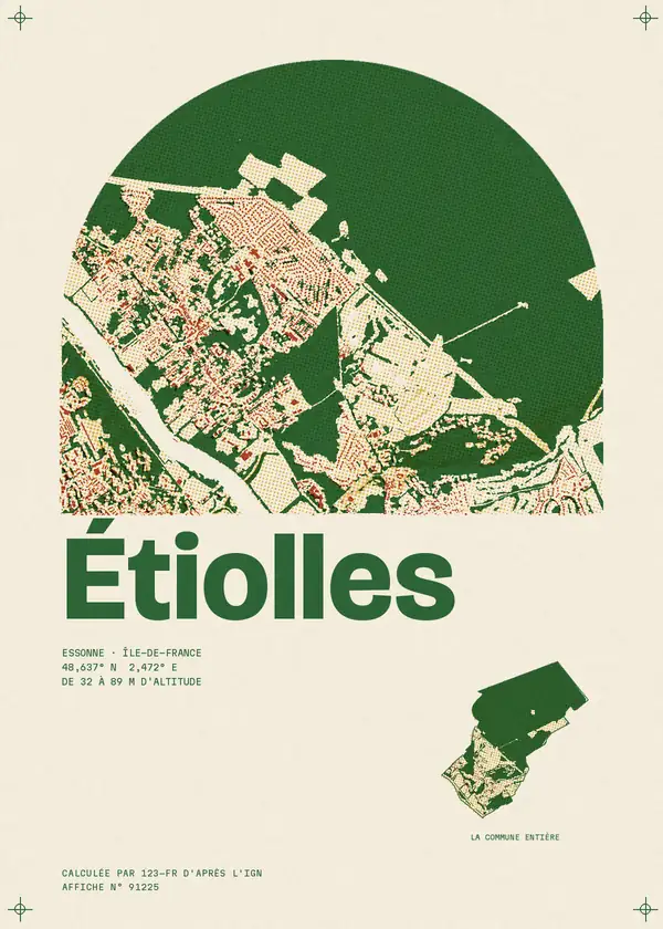 Affiche de Étiolles, calculée par 123-fr d'après l'IGN