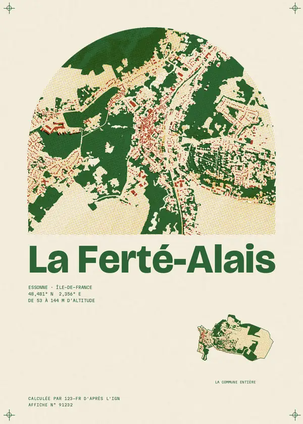 Affiche de La Ferté-Alais, calculée par 123-fr d'après l'IGN
