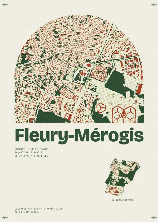 Affiche de Fleury-Mérogis, calculée par 123-fr d'après l'IGN