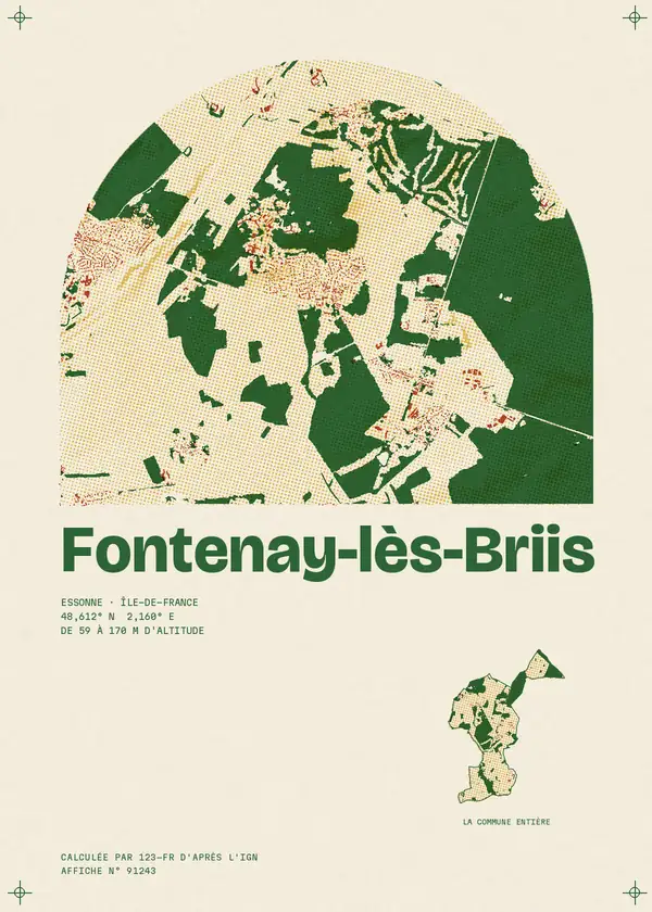 Affiche de Fontenay-lès-Briis, calculée par 123-fr d'après l'IGN