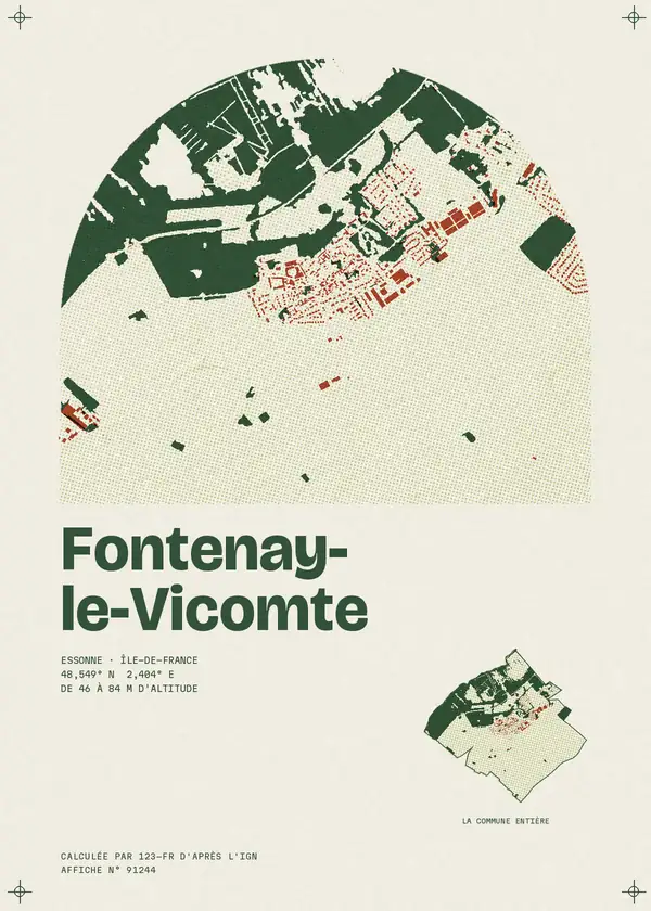 Affiche de Fontenay-le-Vicomte, calculée par 123-fr d'après l'IGN