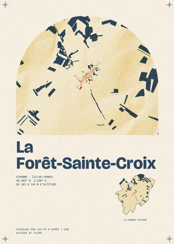 Affiche de La Forêt-Sainte-Croix, calculée par 123-fr d'après l'IGN