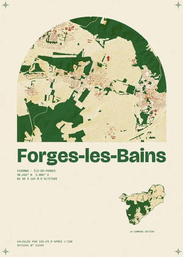 Affiche de Forges-les-Bains, calculée par 123-fr d'après l'IGN