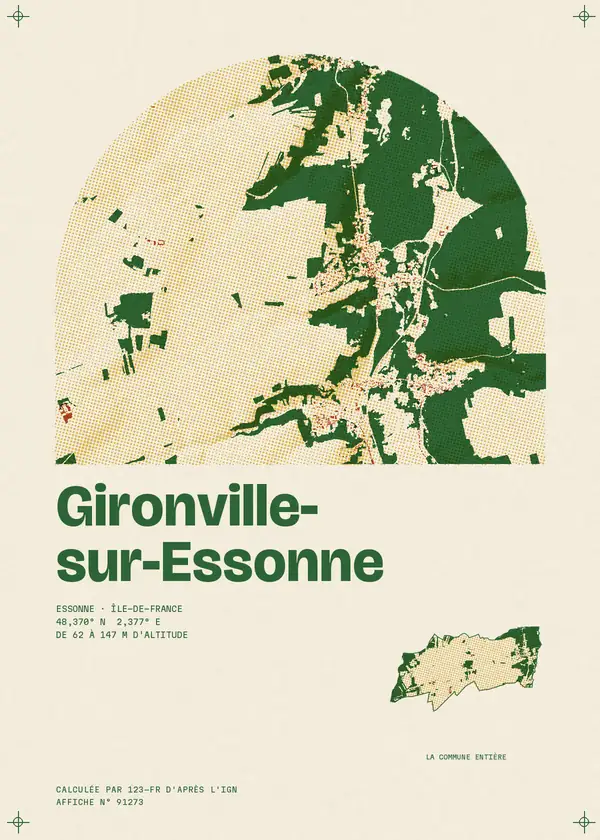 Affiche de Gironville-sur-Essonne, calculée par 123-fr d'après l'IGN