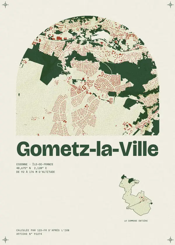 Affiche de Gometz-la-Ville, calculée par 123-fr d'après l'IGN
