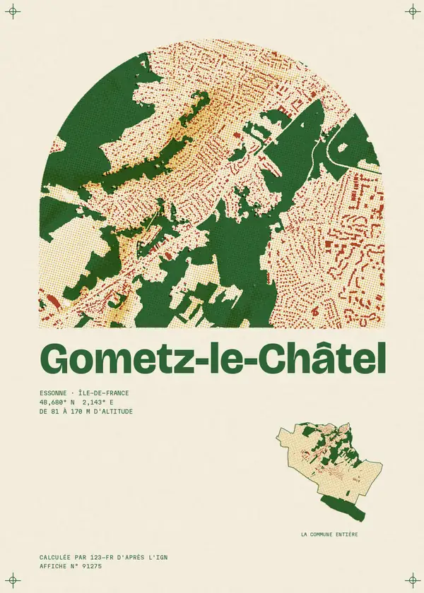 Affiche de Gometz-le-Châtel, calculée par 123-fr d'après l'IGN