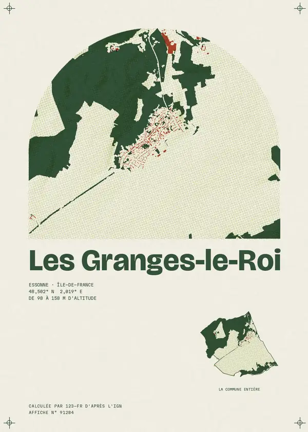 Affiche de Les Granges-le-Roi, calculée par 123-fr d'après l'IGN