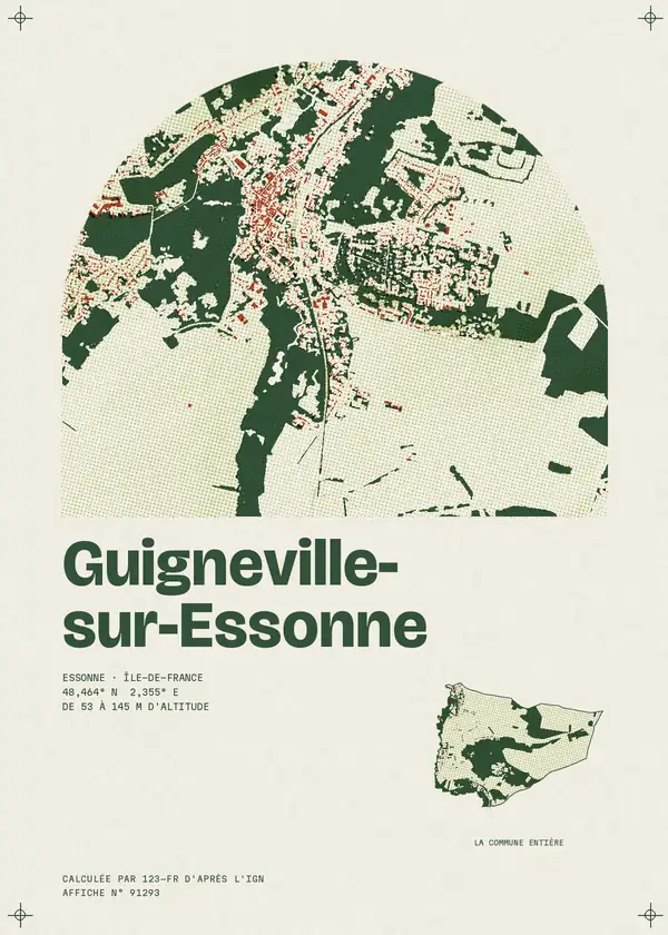 Affiche de Guigneville-sur-Essonne, calculée par 123-fr d'après l'IGN